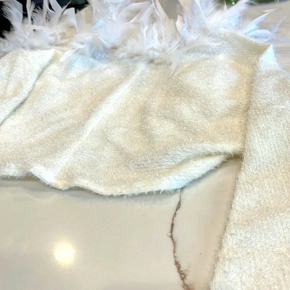 Carabella shimmering strapless dress & feather shrug. Large. Holiday dress - Picture 10 of 16